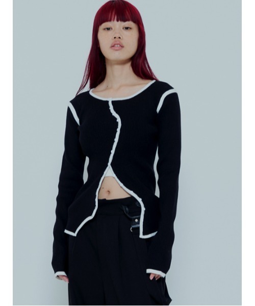 AMAIL（アマイル）の「Piping egg knit（カーディガン/ボレロ・レディース・ブラック/ピンク/イエロー・FREE）」の12枚目の写真