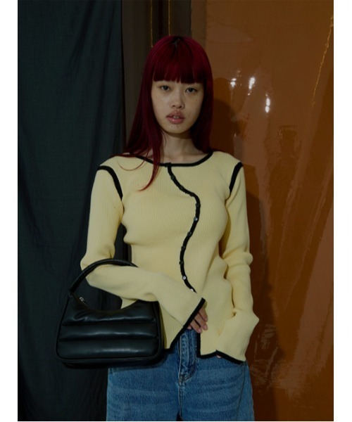 AMAIL（アマイル）の「Piping egg knit（カーディガン/ボレロ・レディース・ブラック/ピンク/イエロー・FREE）」の5枚目の写真