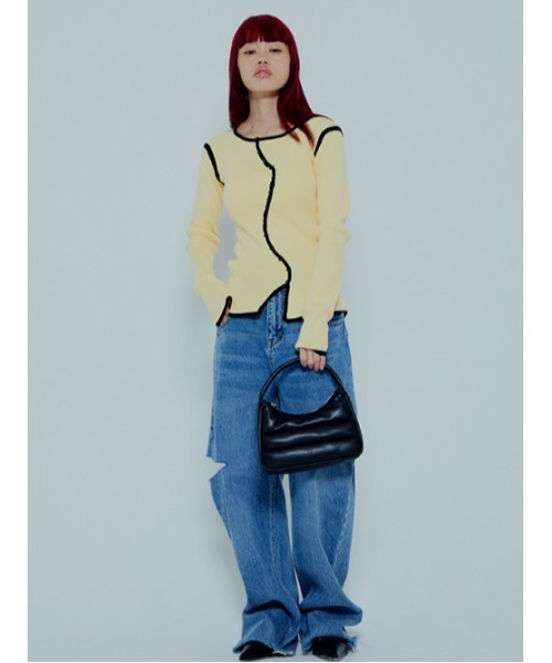 AMAIL（アマイル）の「Piping egg knit（カーディガン/ボレロ・レディース・ブラック/ピンク/イエロー・FREE）」の6枚目の写真