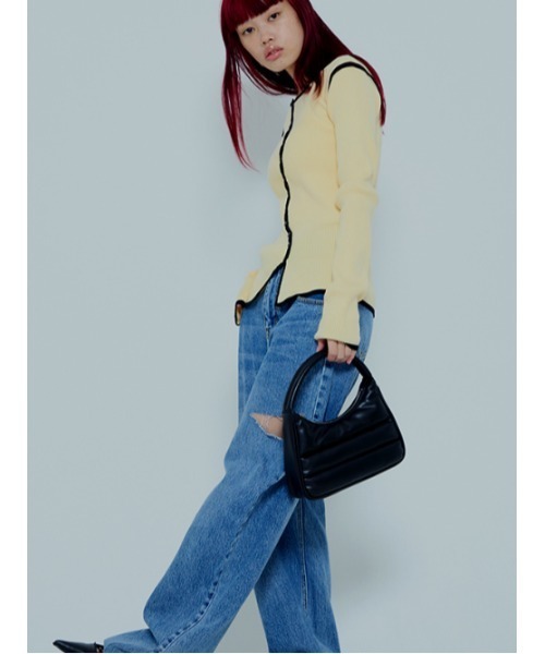 AMAIL（アマイル）の「Piping egg knit（カーディガン/ボレロ・レディース・ブラック/ピンク/イエロー・FREE）」の7枚目の写真