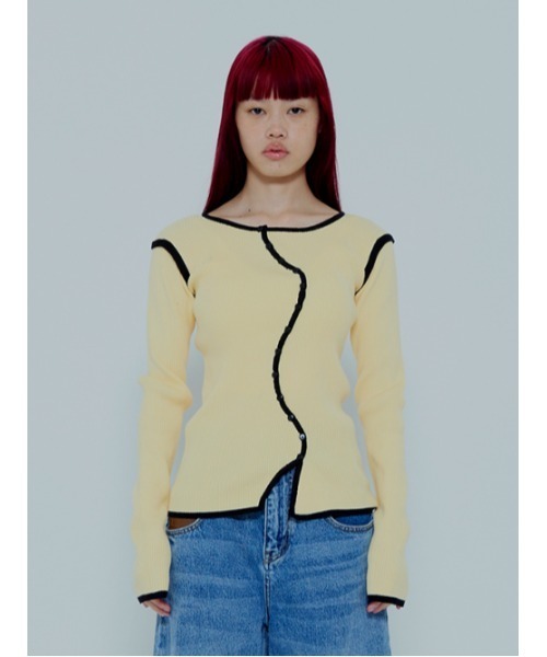 AMAIL（アマイル）の「Piping egg knit（カーディガン/ボレロ・レディース・ブラック/ピンク/イエロー・FREE）」の8枚目の写真