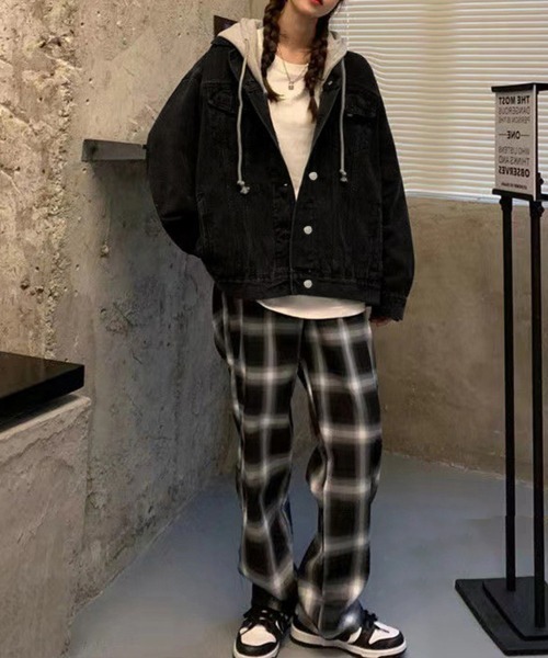 Miniministore(ミニミニストア)の「韓国デニムジャケット フード付き 大きい(デニムジャケット・レディース・サックスブルー/ブラック・FREE)」の11枚目の写真
