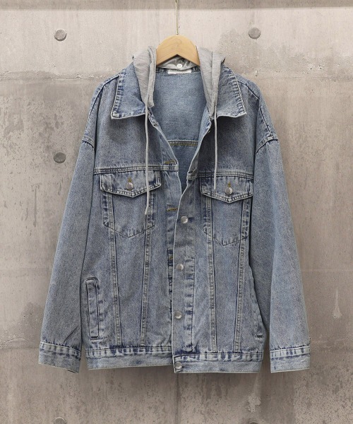 Miniministore(ミニミニストア)の「韓国デニムジャケット フード付き 大きい(デニムジャケット・レディース・サックスブルー/ブラック・FREE)」の15枚目の写真