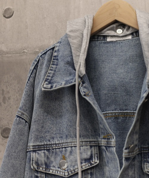 Miniministore(ミニミニストア)の「韓国デニムジャケット フード付き 大きい(デニムジャケット・レディース・サックスブルー/ブラック・FREE)」の17枚目の写真