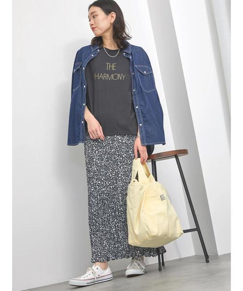 Samansa Mos2 blue(サマンサモスモスブルー)の「花柄プリーツスカート(スカート・レディース・ライトベージュ/ブルー/ブラック・F)」の20枚目の写真