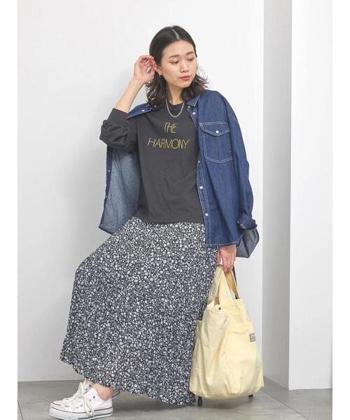 Samansa Mos2 blue(サマンサモスモスブルー)の「花柄プリーツスカート(スカート・レディース・ライトベージュ/ブルー/ブラック・F)」の15枚目の写真