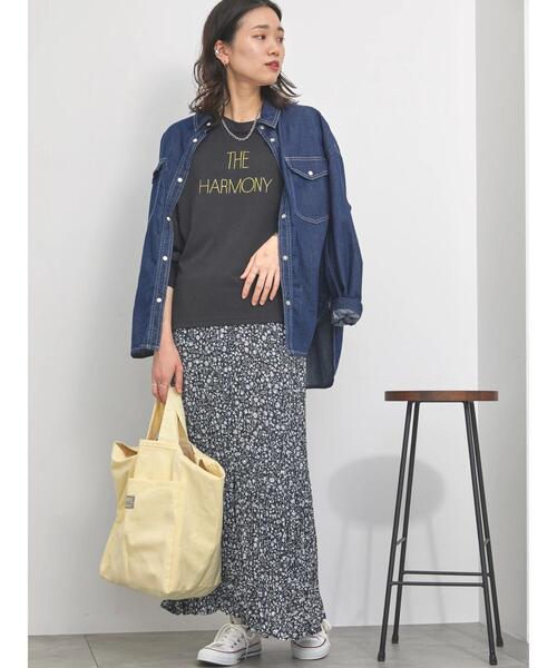 Samansa Mos2 blue(サマンサモスモスブルー)の「花柄プリーツスカート(スカート・レディース・ライトベージュ/ブルー/ブラック・F)」の8枚目の写真