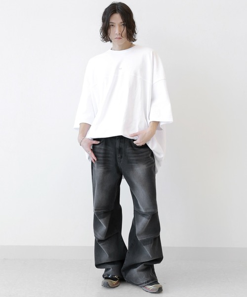 minsobi（ミンソビ）の「モノトーンビッグサークル半袖T オーバーサイズTシャツ（Tシャツ/カットソー・メンズ・ブラック/ホワイト・FREE）」の12枚目の写真