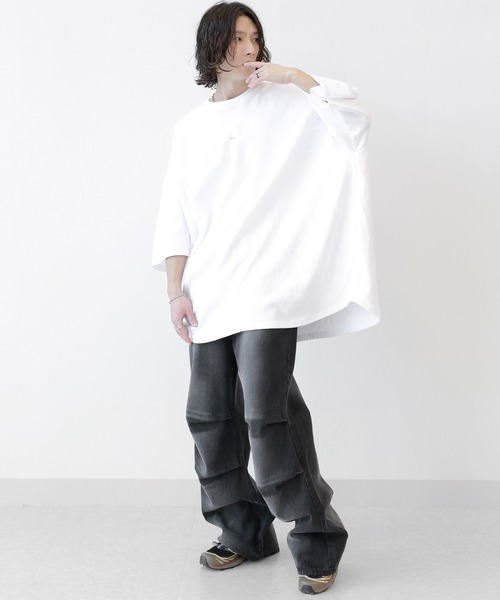 minsobi（ミンソビ）の「モノトーンビッグサークル半袖T オーバーサイズTシャツ（Tシャツ/カットソー・メンズ・ブラック/ホワイト・FREE）」の13枚目の写真