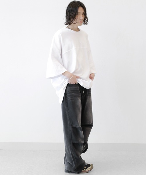 minsobi（ミンソビ）の「モノトーンビッグサークル半袖T オーバーサイズTシャツ（Tシャツ/カットソー・メンズ・ブラック/ホワイト・FREE）」の11枚目の写真