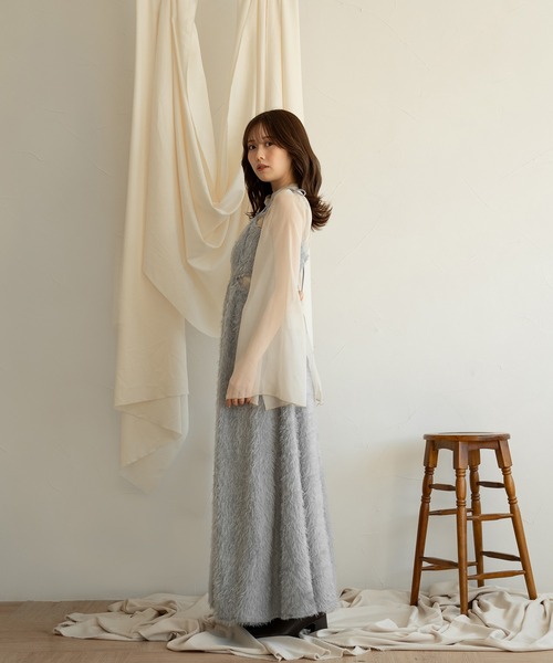 mideal(マイディール)の「shaggy cut design cami onepiece / シャギーカットキャミワンピース(ワンピース・レディース・パープル/アイボリー/ブルー・FREE)」の11枚目の写真