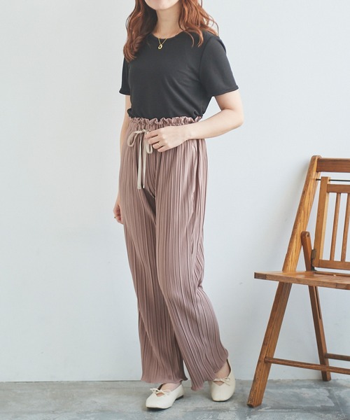 mil(ミル)の「【150㎝前後の小柄さんサイズ】ウエストフリルプリーツパンツ【全ゴム・楽ちん】(その他パンツ・レディース・ミント/モカ/ピンクベージュ・XS/S/M)」の4枚目の写真