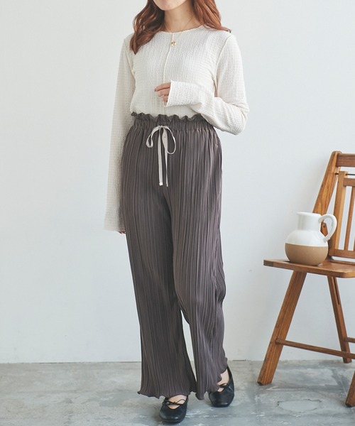 mil(ミル)の「【150㎝前後の小柄さんサイズ】ウエストフリルプリーツパンツ【全ゴム・楽ちん】(その他パンツ・レディース・ミント/モカ/ピンクベージュ・XS/S/M)」の11枚目の写真