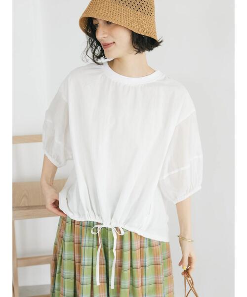 CRAFT STANDARD BOUTIQUE(クラフトスタンダードブティック)の「袖シアーランタンブラウス(シャツ/ブラウス・レディース・ブラウン/オフホワイト/ブラック・FREE)」の4枚目の写真