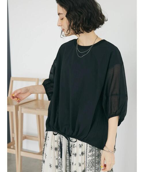 CRAFT STANDARD BOUTIQUE(クラフトスタンダードブティック)の「袖シアーランタンブラウス(シャツ/ブラウス・レディース・ブラウン/オフホワイト/ブラック・FREE)」の5枚目の写真