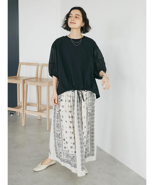 CRAFT STANDARD BOUTIQUE(クラフトスタンダードブティック)の「袖シアーランタンブラウス(シャツ/ブラウス・レディース・ブラウン/オフホワイト/ブラック・FREE)」の12枚目の写真