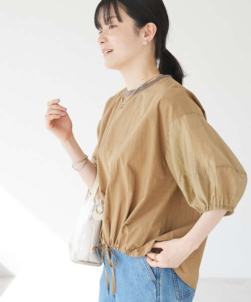 CRAFT STANDARD BOUTIQUE(クラフトスタンダードブティック)の「袖シアーランタンブラウス(シャツ/ブラウス・レディース・ブラウン/オフホワイト/ブラック・FREE)」の3枚目の写真