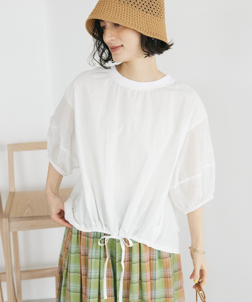 CRAFT STANDARD BOUTIQUE(クラフトスタンダードブティック)の「袖シアーランタンブラウス(シャツ/ブラウス・レディース・ブラウン/オフホワイト/ブラック・FREE)」の1枚目の写真