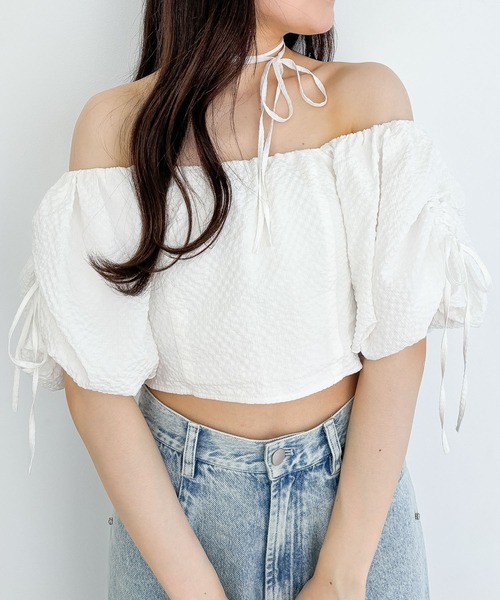 Heather(ヘザー)の「2WAYパフスリーブブラウス 118693(シャツ/ブラウス・レディース・ブラック/ホワイト/ピンク/ピンク系・FREE)」の14枚目の写真