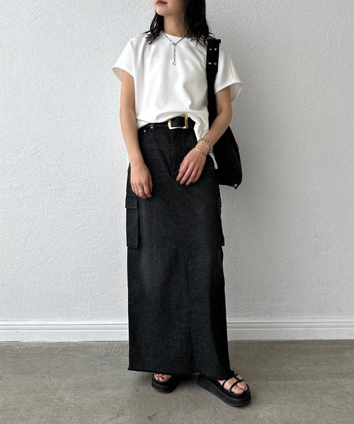 RIVE DROITE（リヴドロワ）の「ハーフスリーブダンボールプルオーバー（Tシャツ/カットソー・レディース・オフホワイト/チャコールグレー/グレー系その他・FREE）」の18枚目の写真