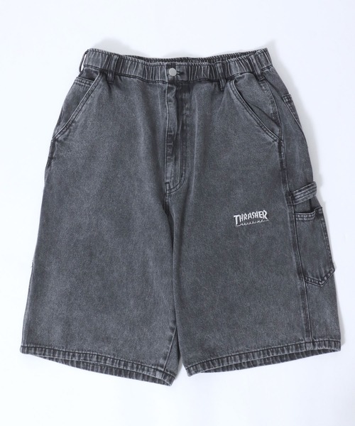 THRASHER（スラッシャー）の「THRASHER（スラッシャー）ワンポイントロゴ刺繍ケミカルウォッシュデニムハーフパンツ/ペインターパンツ メンズ レディース（デニムパンツ・メンズ・ブラック系その他/ブルー系その他・M/XL/L）」の2枚目の写真