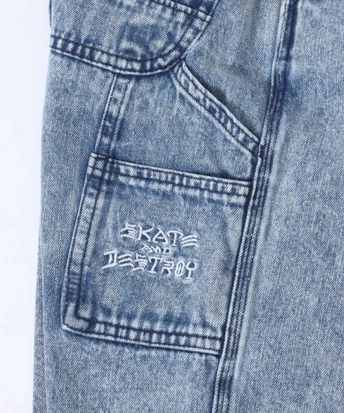 THRASHER（スラッシャー）の「THRASHER（スラッシャー）ワンポイントロゴ刺繍ケミカルウォッシュデニムハーフパンツ/ペインターパンツ メンズ レディース（デニムパンツ・メンズ・ブラック系その他/ブルー系その他・M/XL/L）」の10枚目の写真