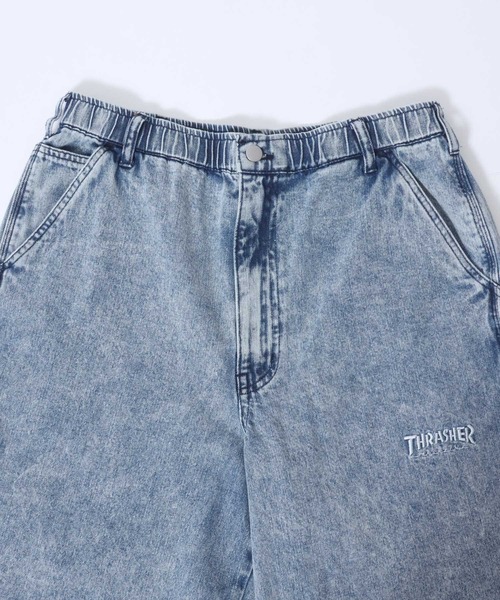 THRASHER（スラッシャー）の「THRASHER（スラッシャー）ワンポイントロゴ刺繍ケミカルウォッシュデニムハーフパンツ/ペインターパンツ メンズ レディース（デニムパンツ・メンズ・ブラック系その他/ブルー系その他・M/XL/L）」の14枚目の写真