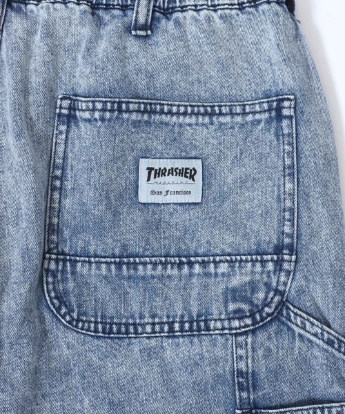 THRASHER（スラッシャー）の「THRASHER（スラッシャー）ワンポイントロゴ刺繍ケミカルウォッシュデニムハーフパンツ/ペインターパンツ メンズ レディース（デニムパンツ・メンズ・ブラック系その他/ブルー系その他・M/XL/L）」の8枚目の写真