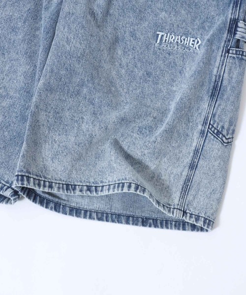 THRASHER（スラッシャー）の「THRASHER（スラッシャー）ワンポイントロゴ刺繍ケミカルウォッシュデニムハーフパンツ/ペインターパンツ メンズ レディース（デニムパンツ・メンズ・ブラック系その他/ブルー系その他・M/XL/L）」の3枚目の写真