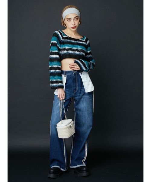 EVRIS（エヴリス）の「バニティーデザインニットBAG（ショルダーバッグ・レディース・ホワイト/ピンク/ブラック・FREE）」の13枚目の写真