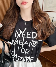 LOULOU select | リボン付きロゴプリント半袖Tシャツ(Tシャツ/カットソー)
