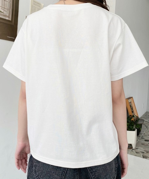 LOULOU select(ルルセレクト)の「リボン付きロゴプリント半袖Tシャツ(Tシャツ/カットソー・レディース・ブラック/オフホワイト・M/L)」の10枚目の写真