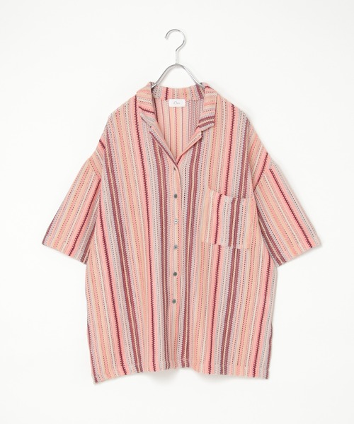 Tシャツ 半袖 ステッチ フリル レース ストライプ osharewalker シャツ 長袖 レディース トップス ブラウス