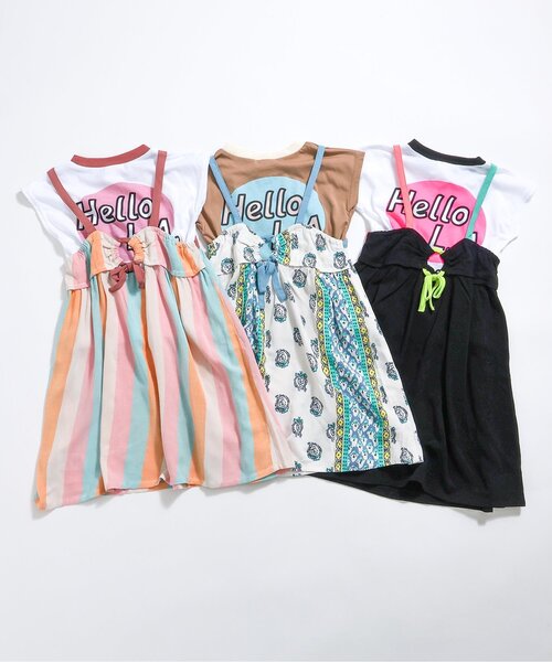 BREEZE（ブリーズ）の「【2Pセット】キャミワンピース×Tシャツ（ワンピース・キッズ・ブラック/グリーン/ピンク・140/90/100/110/120/80/130）」の5枚目の写真