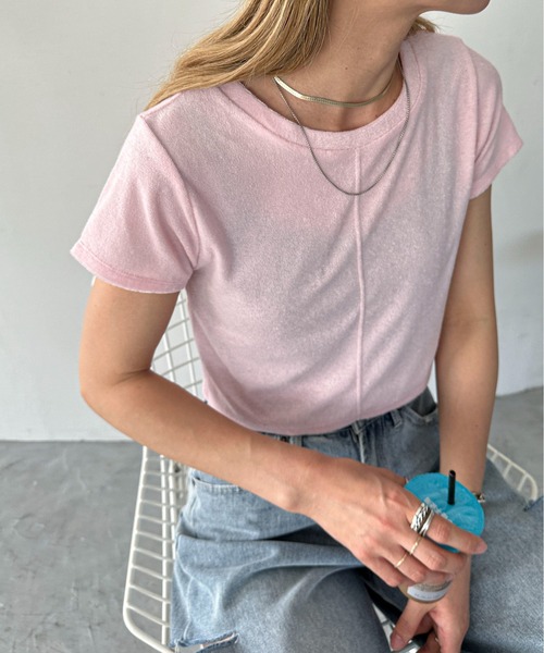 feepur（フェピュール）の「パイルショートTee（Tシャツ/カットソー・レディース・グレー/アイボリー/ピンク/イエロー/ブラック・MEDIUM）」の5枚目の写真