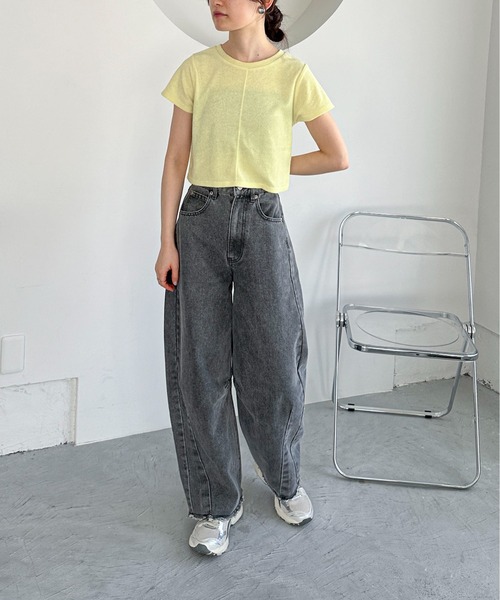 feepur（フェピュール）の「パイルショートTee（Tシャツ/カットソー・レディース・グレー/アイボリー/ピンク/イエロー/ブラック・MEDIUM）」の21枚目の写真