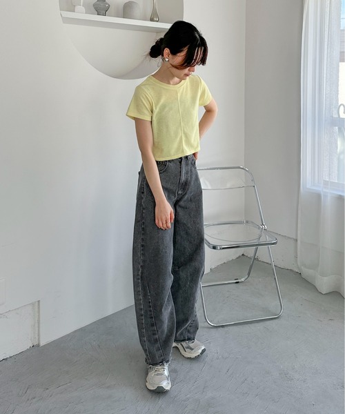 feepur（フェピュール）の「パイルショートTee（Tシャツ/カットソー・レディース・グレー/アイボリー/ピンク/イエロー/ブラック・MEDIUM）」の22枚目の写真