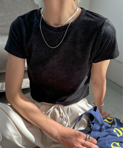 feepur（フェピュール）の「パイルショートTee（Tシャツ/カットソー・レディース・グレー/アイボリー/ピンク/イエロー/ブラック・MEDIUM）」の16枚目の写真