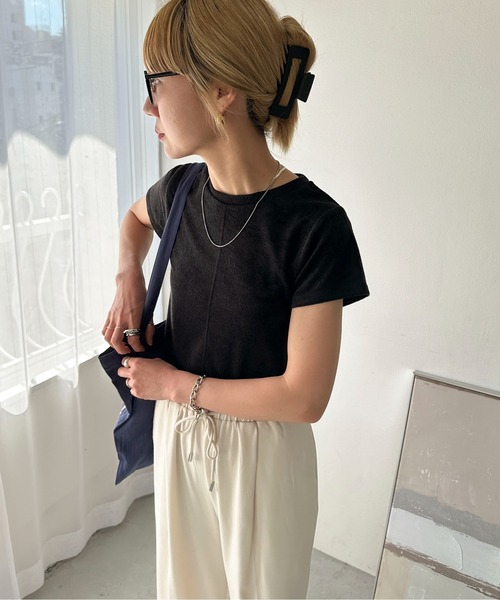 feepur（フェピュール）の「パイルショートTee（Tシャツ/カットソー・レディース・グレー/アイボリー/ピンク/イエロー/ブラック・MEDIUM）」の20枚目の写真