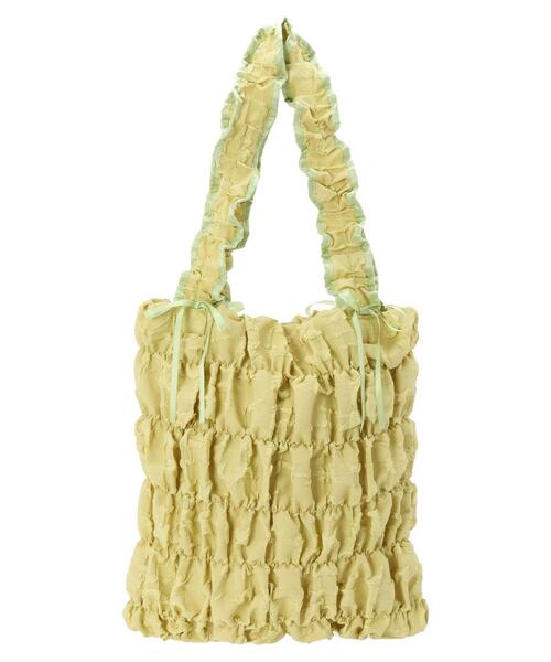 Green　Parks（グリーンパークス）の「・QUONギャザーキルティングリボントートバッグ（トートバッグ・レディース・ブラック/アイボリー/イエロー/ラベンダー・FREE）」の6枚目の写真