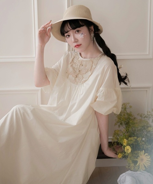 miolite(ミオライト)の「花柄切り替え Aライン ワンピース miolite(ワンピース・レディース・アイボリー・M)」の6枚目の写真