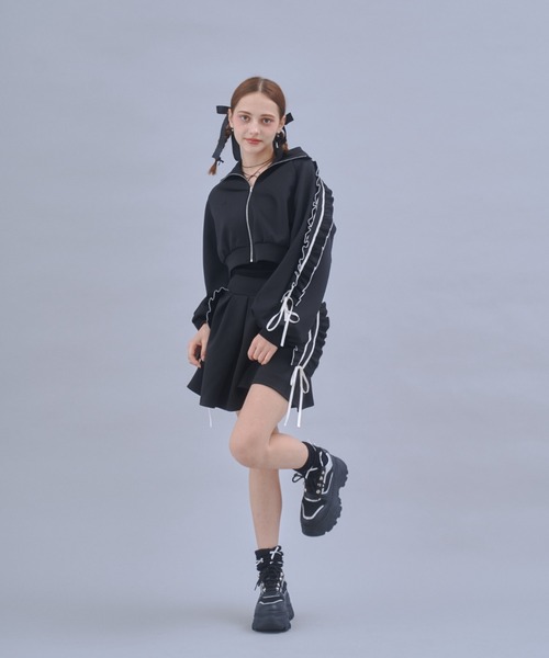 即完売品　Lovilyn ラヴィリン　Mサイズ　/ フリルリボンジャージスカート Lovilyn（ラヴィリン）の「フリルリボンジャージスカート