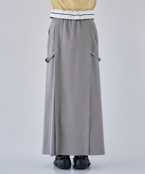 UNITED TOKYO（ユナイテッドトウキョウ）の「２wayハイウエストロングスカート｜細見え/ストレッチ/防シワ/オフィスカジュアル/春服（スカート・レディース・ブラック/グレー・2/1）」の6枚目の写真