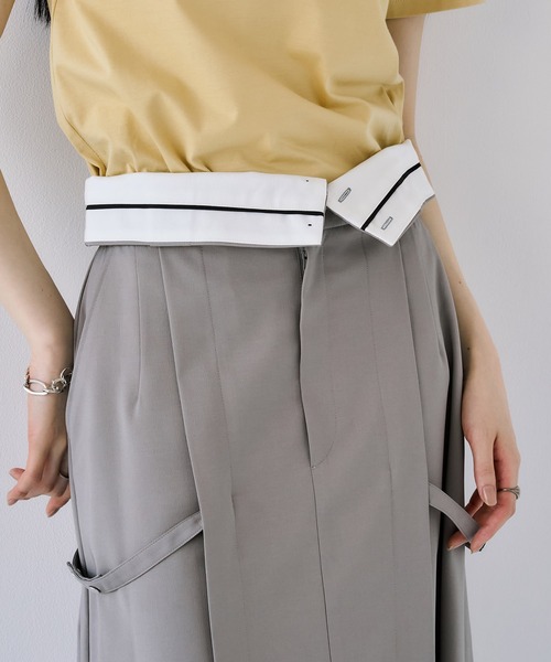 UNITED TOKYO（ユナイテッドトウキョウ）の「２wayハイウエストロングスカート｜細見え/ストレッチ/防シワ/オフィスカジュアル/春服（スカート・レディース・ブラック/グレー・2/1）」の7枚目の写真