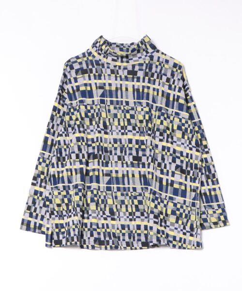 Plantation(プランテーション)の「チェックプレーティングJQ / プルオーバー / (O)(Tシャツ/カットソー・レディース・ネイビー/ライトグリーン・02)」の2枚目の写真