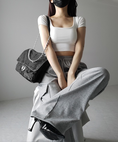 me+em select（ミームセレクト）の「【 ２color 】センターラインウォッシュデニムショルダーバッグ ／ centerline washed denim shoulder bag（ショルダーバッグ・レディース・ブルー/ブラック・FREE）」の14枚目の写真