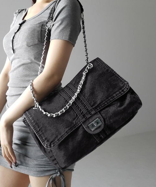 me+em select（ミームセレクト）の「【 ２color 】センターラインウォッシュデニムショルダーバッグ ／ centerline washed denim shoulder bag（ショルダーバッグ・レディース・ブルー/ブラック・FREE）」の20枚目の写真