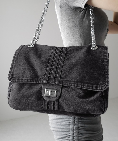 me+em select（ミームセレクト）の「【 ２color 】センターラインウォッシュデニムショルダーバッグ ／ centerline washed denim shoulder bag（ショルダーバッグ・レディース・ブルー/ブラック・FREE）」の18枚目の写真