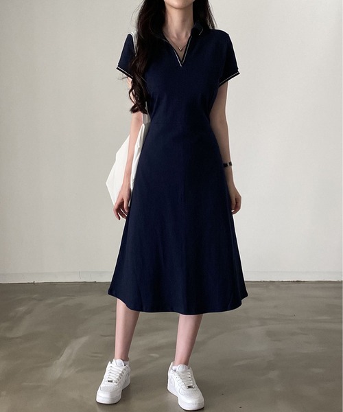 MAISON DE THERESE（メゾン ド テレーズ）の「ポロネックＴシャツワンピース（ワンピース・レディース・ライトイエロー/ネイビー・FREE）」の10枚目の写真