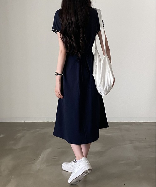 MAISON DE THERESE（メゾン ド テレーズ）の「ポロネックＴシャツワンピース（ワンピース・レディース・ライトイエロー/ネイビー・FREE）」の13枚目の写真